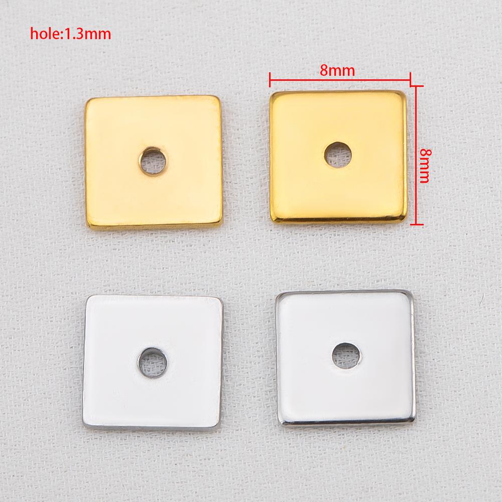 25pcs 50pcs 8mm Stainless Steel Square Flat Spacer Beads Loose Beads Hole 1.3mm Gold Color Bead for Jewelry Making DIY Wholesale