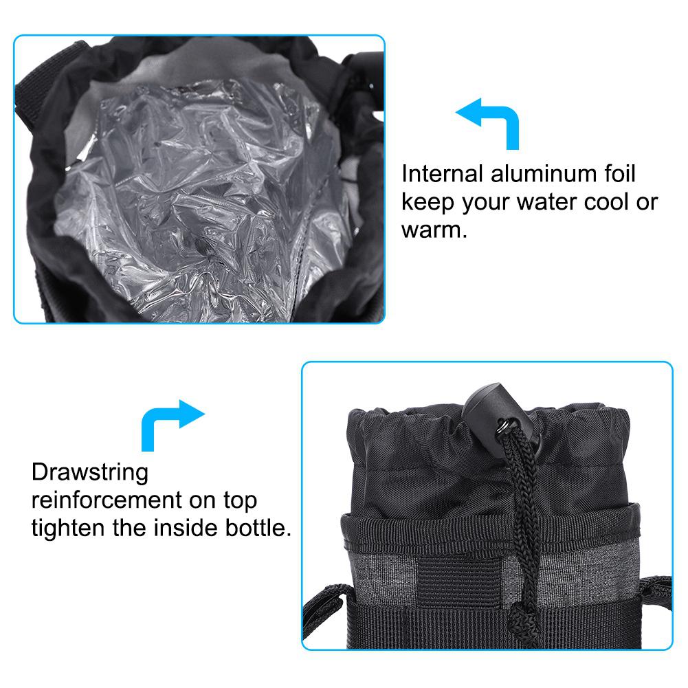 Bicycle Water Bottle Holder Bag Portable Cycle Bike Kettle Insulate Cage (Dark Grey)
