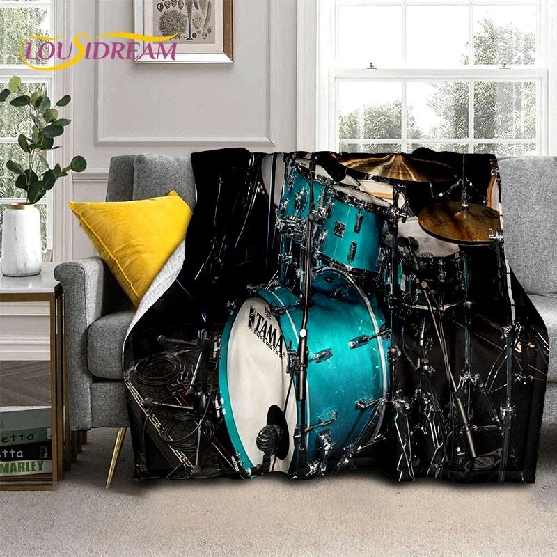 Style Music Instrument Drum Kit Throw Blanket Soft Cozy Blanket for Home Bedroom Bed Sofa Travel Child Gift