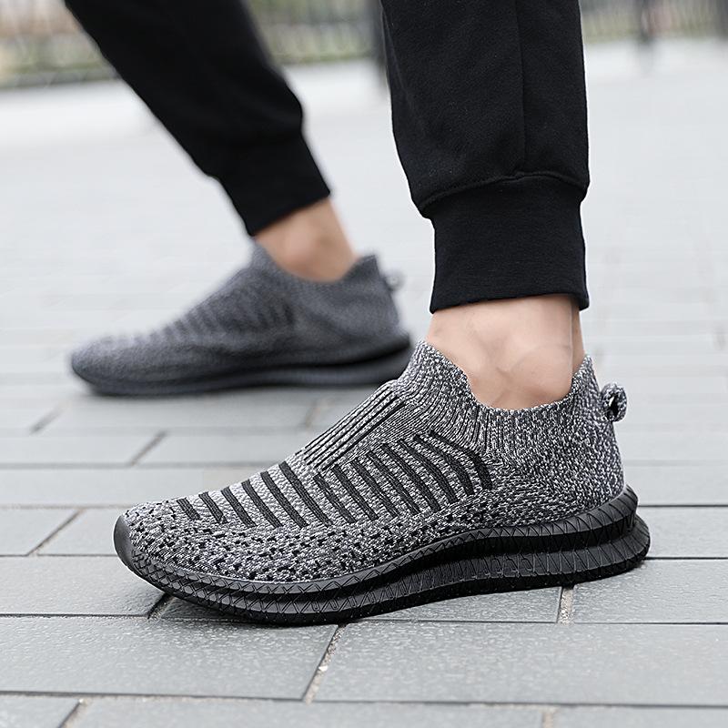 Men's Slip-on Sock Sneakers Breathable Knit Athletic Shoes with Textured Cushioned Sole for All-Day Comfort