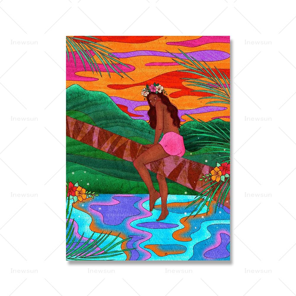 Dschungelschönheit Kunstdruck Mystische Wälder Wüste Yoga Abstraktes Poster Magische Wiese Leinwandgemälde Nordische Wohnzimmer Wanddekoration