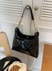 Large Capacity Commuting Women's Shoulder Bag Autumn New Black PU Leather Chain Armpit Bags Retro Casual Shopping Handbags
