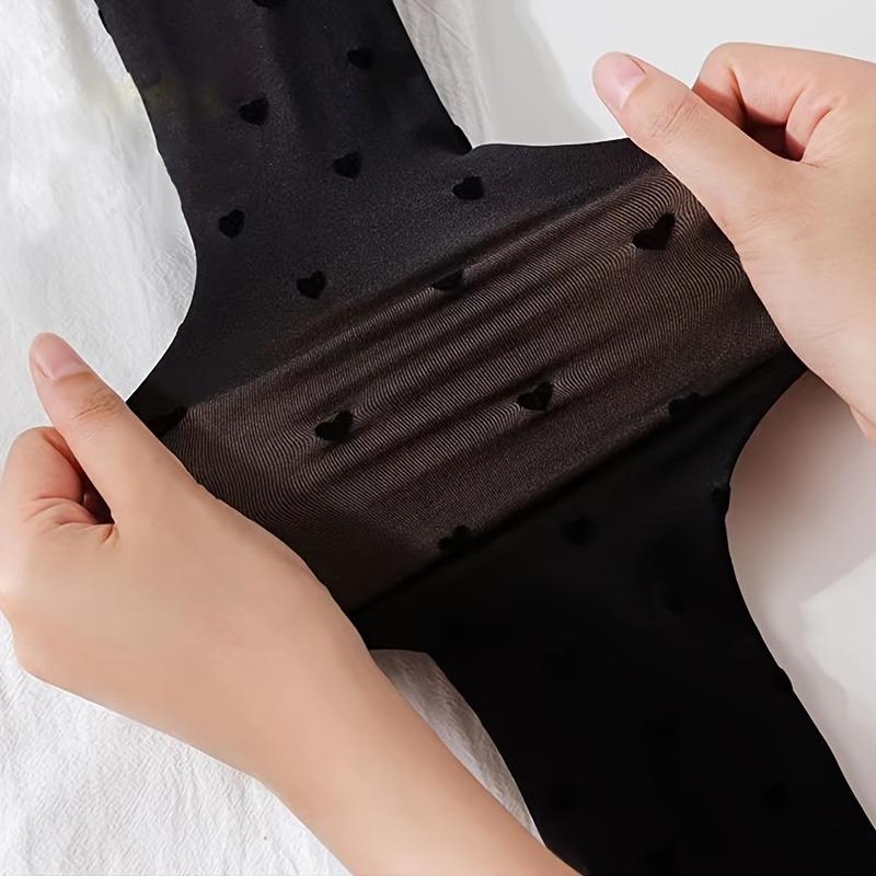 Women's Semi Sheer Heart Pattern Tights - High Rise Stretchy Pantyhose - Soft & Comfortable Fabric - Perfect for Women Who Love Fashion & Comfort