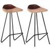 Day and Night - Day and Night Kitchen Stools 2 Units Genuine Brown Leather