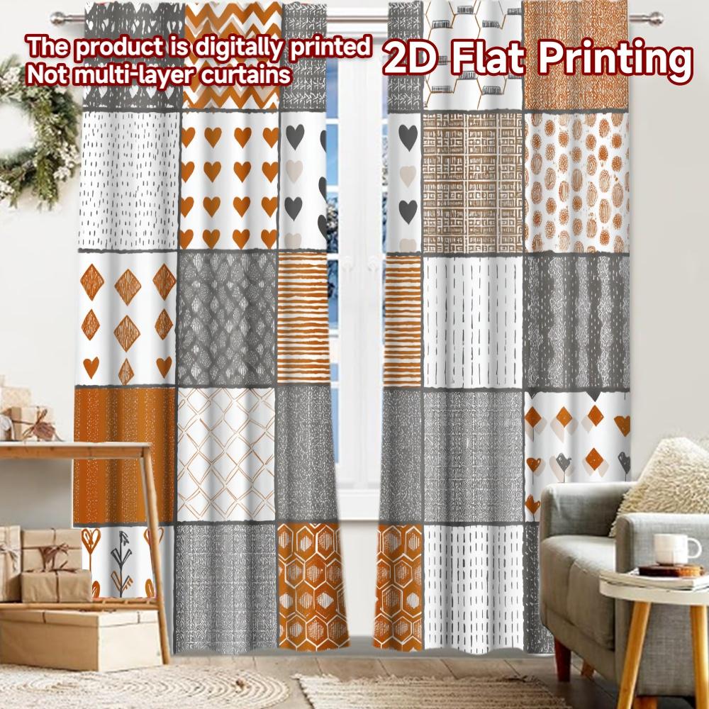 

2pcs, 2D FLAT PRINTING Curtains (Without Rod) Pattern Grid Christmas Festival Popular Curtains&Drapes Yarn Curtains Festive 52.50 × 116.00 cm 2 pcs