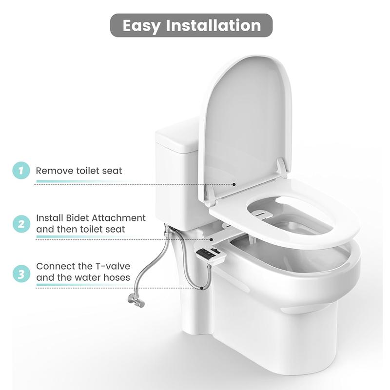 Bidet Attachment,Ultra Thin Design, Non-Electric Cold Water Bidet Toilet Seat Attachment,Retractable Self-Cleaning Dual Nozzles