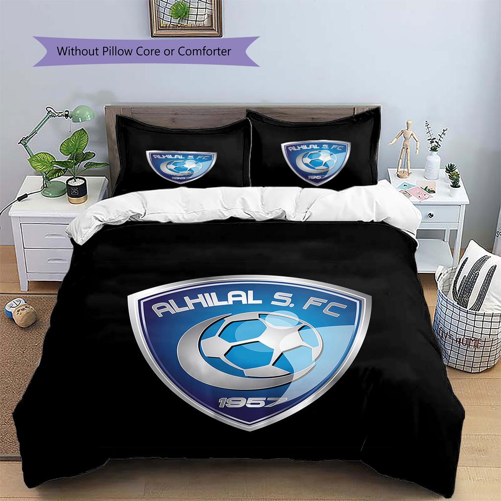 Al Hilal SFC Pattern Bedding,Quilt Set Quilt Cover Pillowcase Home Birthday Gift(1 * Duvet Cover + 2 * Pillowcase, Without Core)