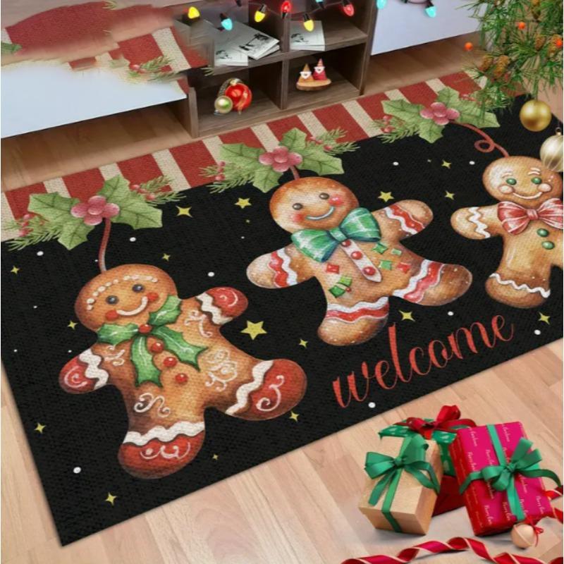 Gingerbread Man Carpet Christmas Tree Christmas Floor Mat Terrace Living Room Bedroom Balcony Camping Outdoor Carpet Decoration