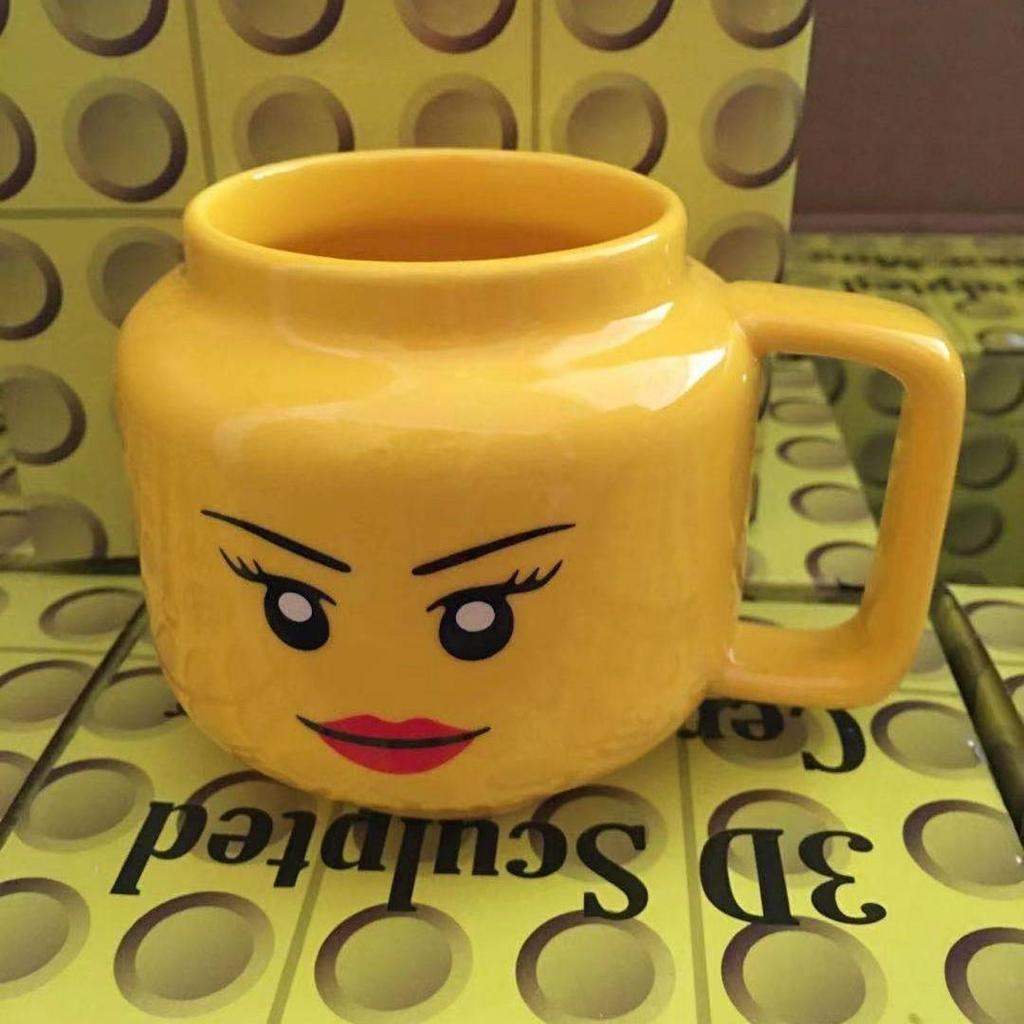 Creative Personality Cute Expression Ceramic Mug | Little Figure Head with a Smiling Face | Unique Gift Cup for Drinking Water.