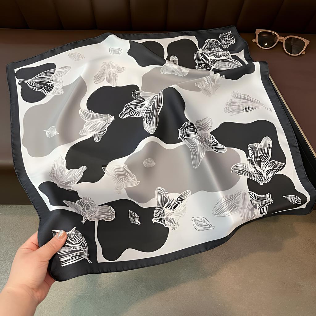 Korean Style Fashion Thin Silk Like Square Scarf For Women Summer Versatile Decorative Neckerchief