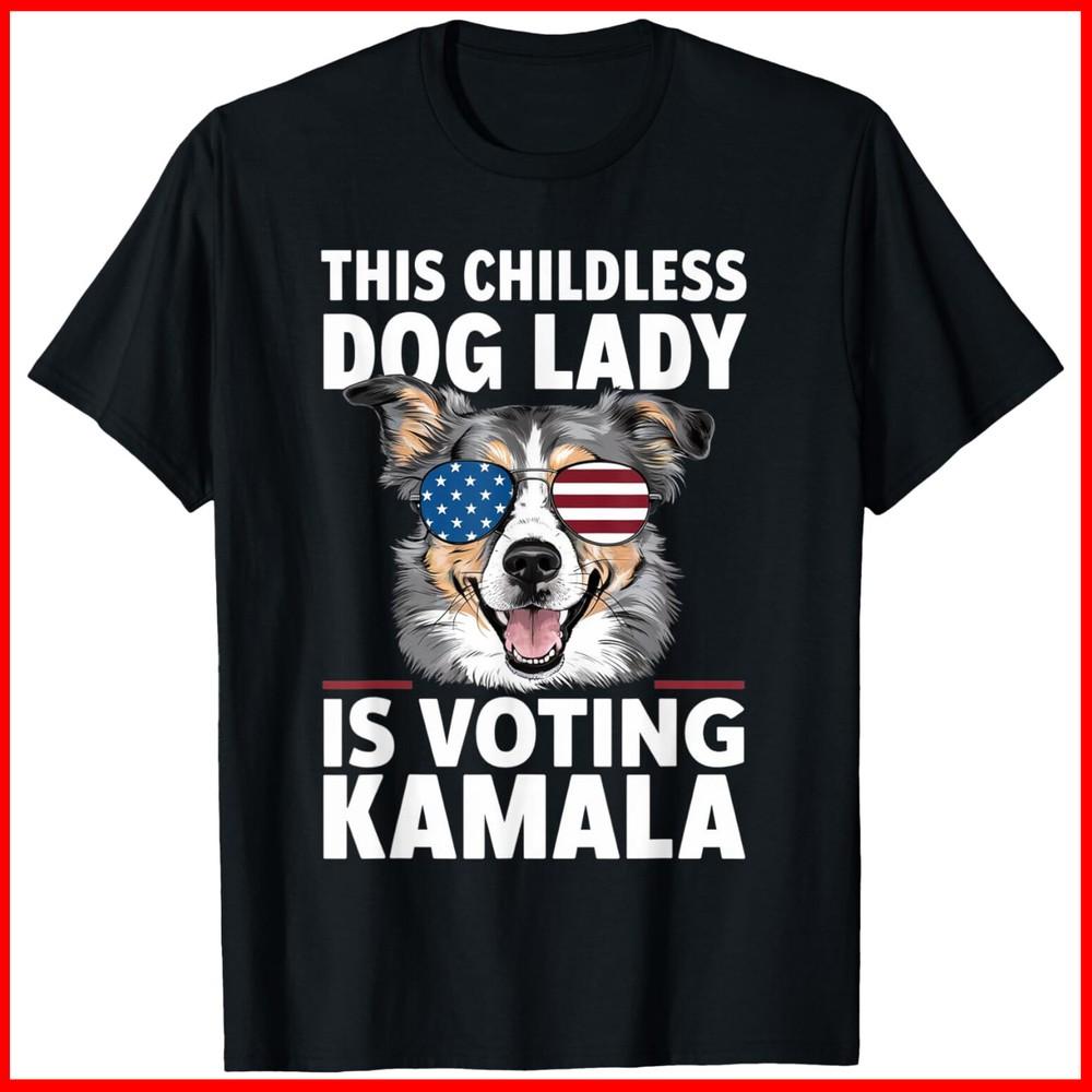 This Childless Dog Lady is Voting Kamala-Harris 2024 Black Cotton T-Shirt Unisex T-Shirt XXL