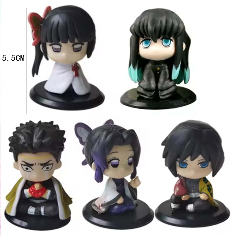 

9Pcs/Set Demon Slayer Q Version Sitting Figure Toy Anime Kimetsu no Yaiba Tanjiro Nidouzi Inosuke Zenizu PVD Figurine Model Doll