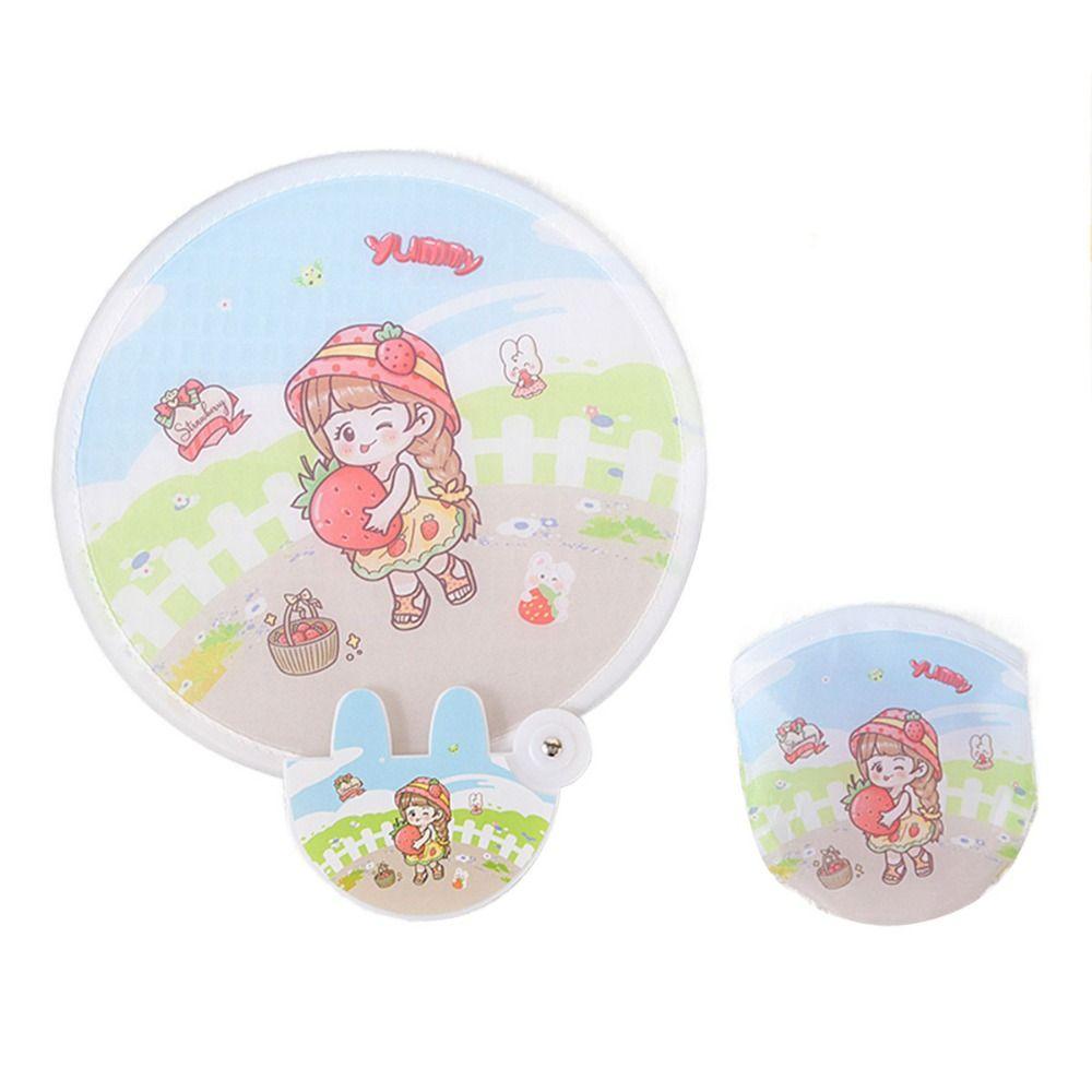 Portable Collapsible Fans Summer Round for Beach Lawn Hand Fan Kid Outdoor Folding Fans Flying Disk