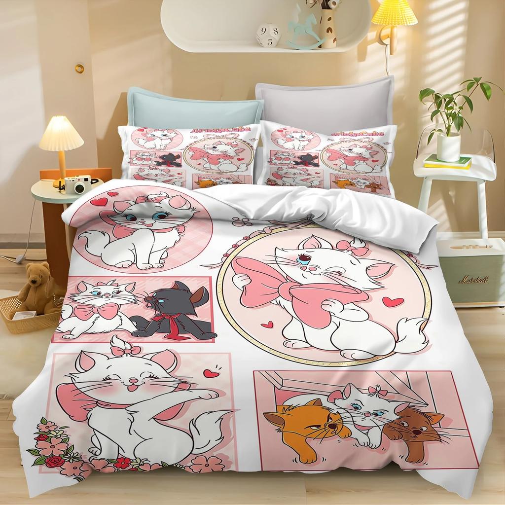 Catoon Duvet Cover Set M-Marie CatS Bedding Set Kids Boy Girl Bedroom Decoration 2/3piece set Single/Double/Queen Large Size