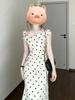 French Temperament White Polka Dot Dress Women's Clothing Summer 2026 New Three-dimensional Flower Waist and Hip Dress