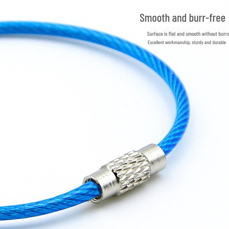 Plastic-Coated Stainless Steel Wire Keychain, Retractable Outdoor Accessory