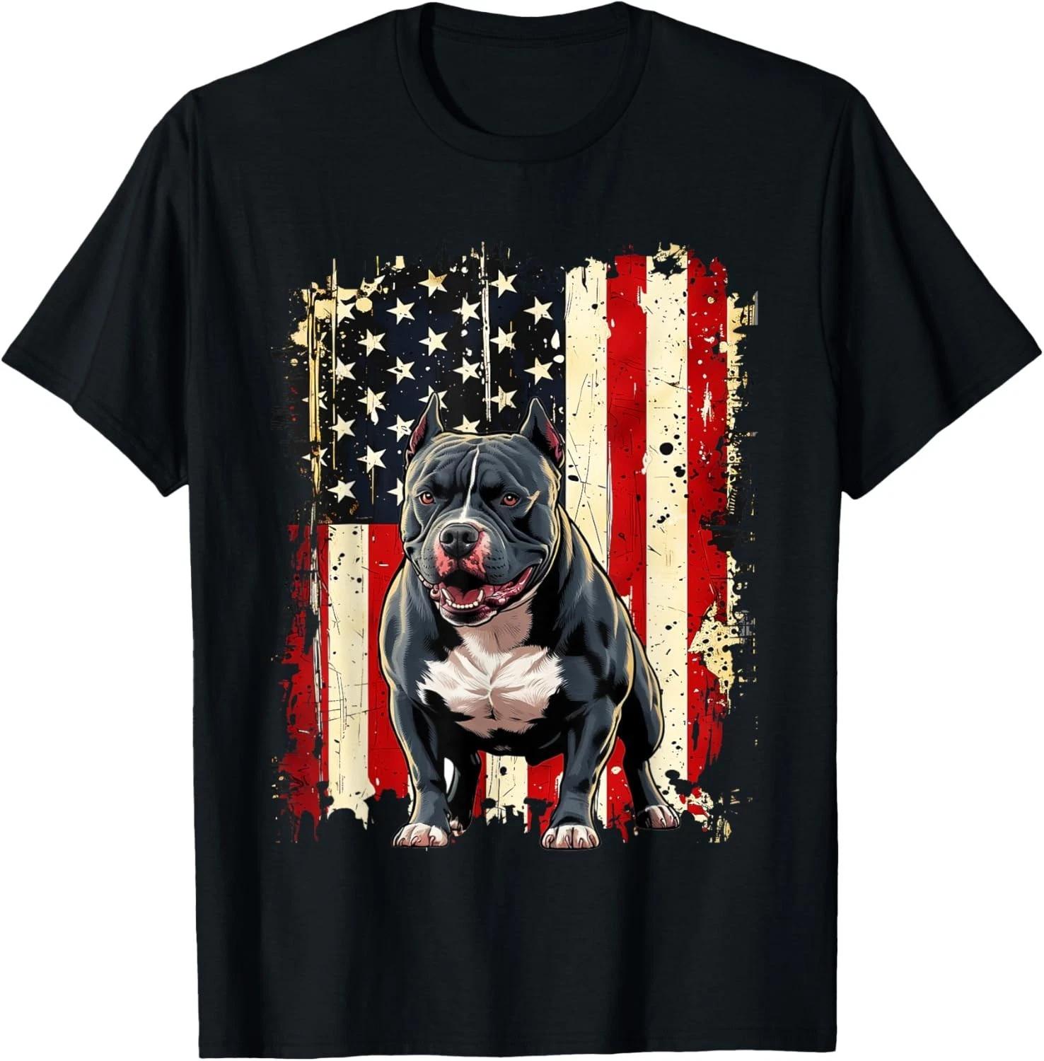 American Flag Dog Pitbull. Gift Unisex T-Shirt 2XL