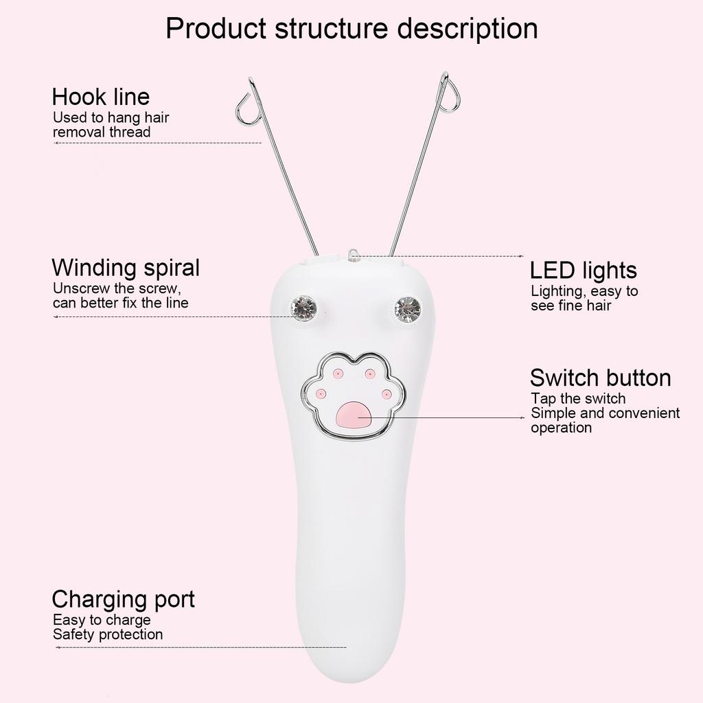 USB Charging Electric Cotton Thread Epilator Facial Body Hair Removal Machine Device