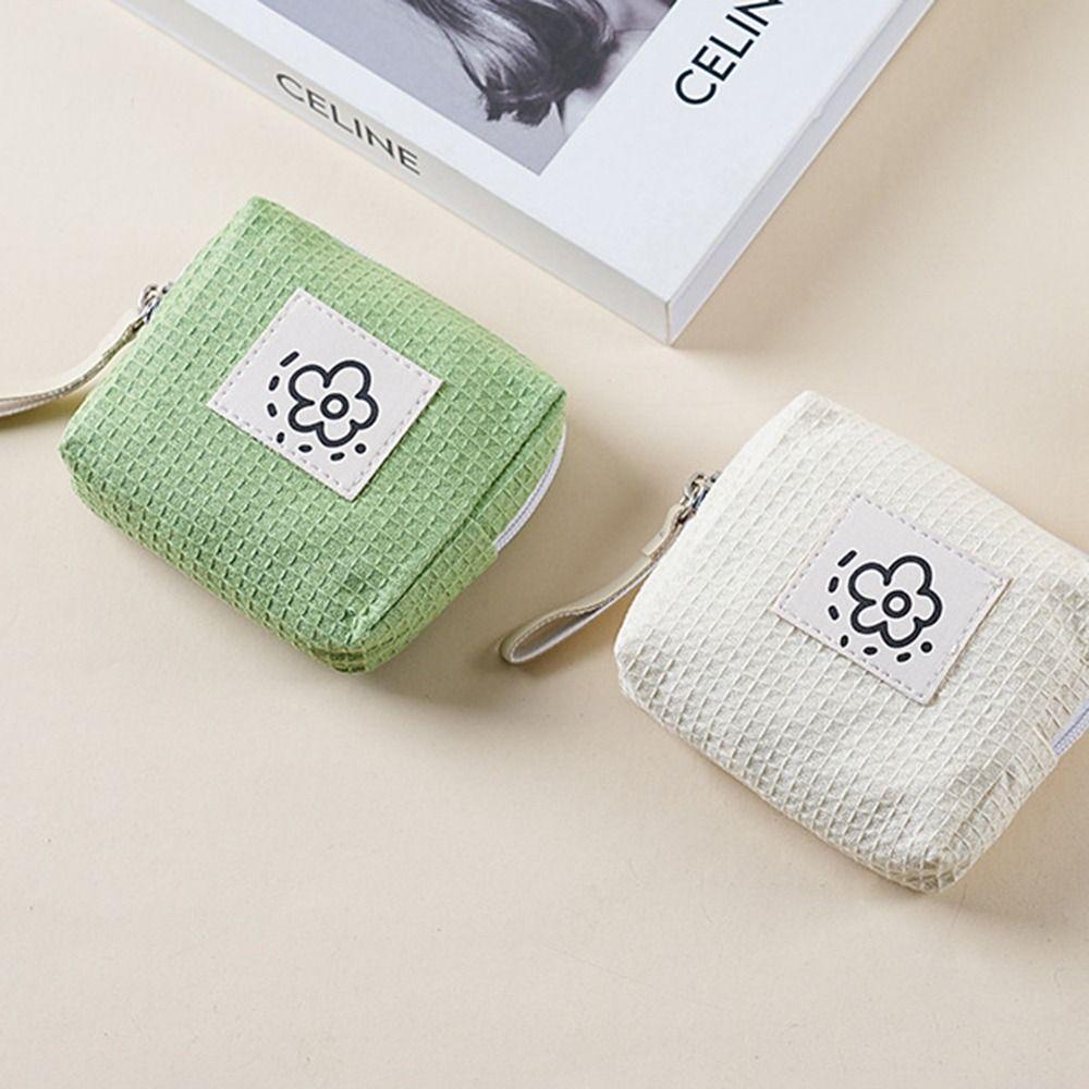 Cute Flowers Coin Purse Large Capacity Multipurpose Sanitary Pads Bag Lipstick Coin Cards Organizer Bag Pouch Women Girls