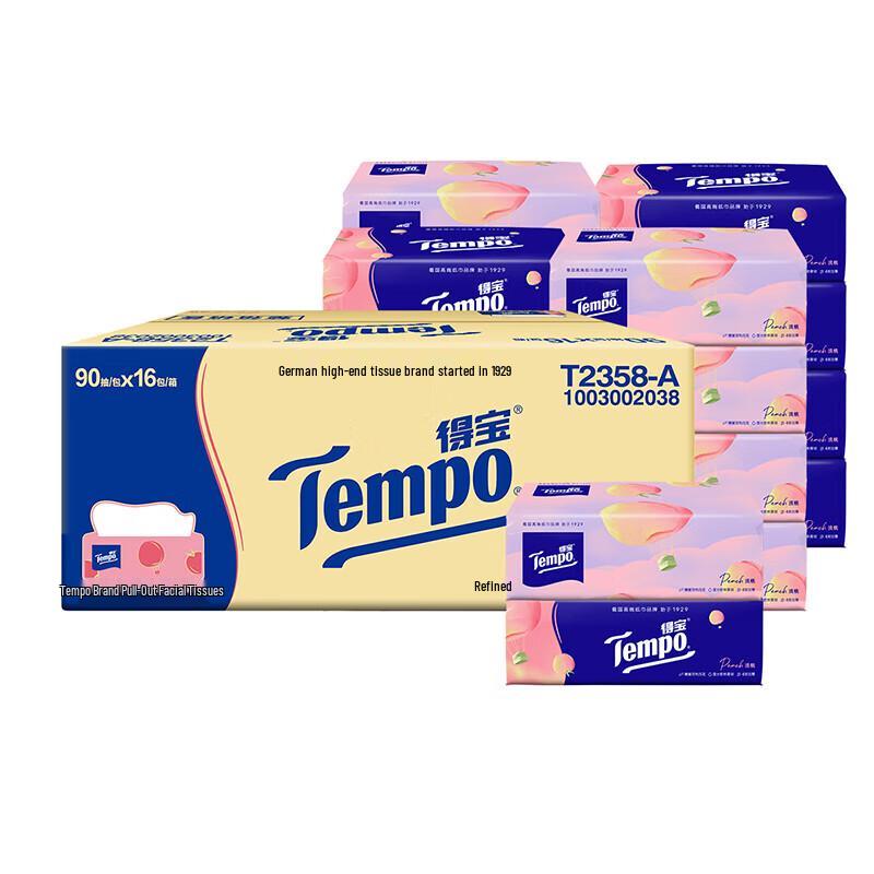 Tempo Sweet Peach Scented 4-Ply Facial Tissues