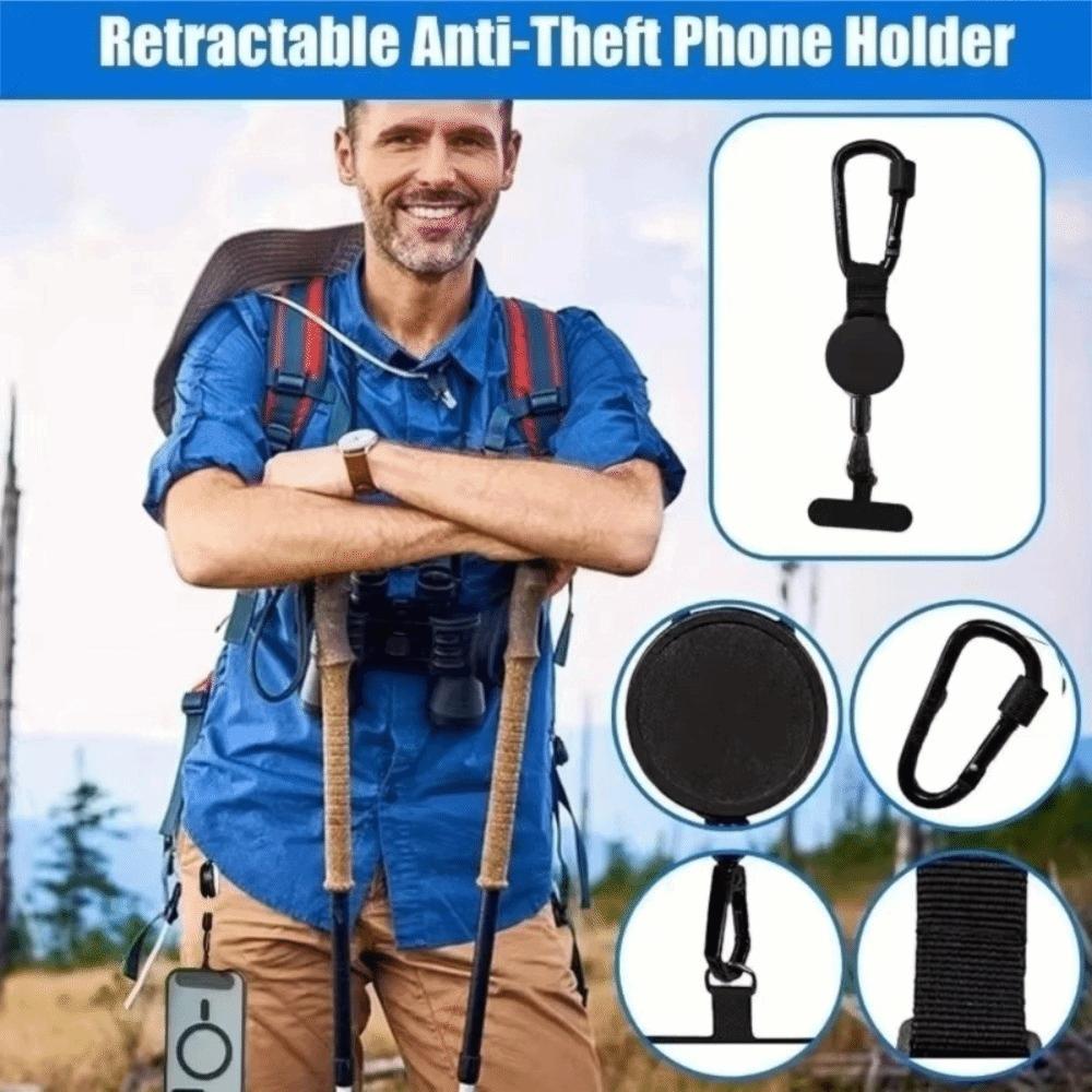Steel Cable Anti-Theft Phone Holder Heavy Duty Retractable Cellphone Strap Anti-Drop Protection