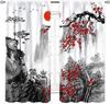 Cherry Blossoms Curtains   Japanese Traditional Ink Painting Red Floral Plum Blossom Asian Oriental Nature Mountains Landscape Wi