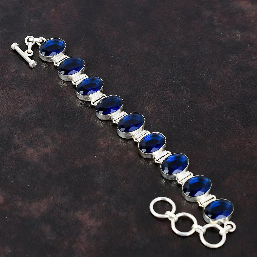 Faceted Tanzanit Quartz náramek Šperky z pravého drahokamu 925 Sterling Silver Náramek Nastavitelný řetízkový náramek Ručně vyrobený šperk Dárek pro maminku