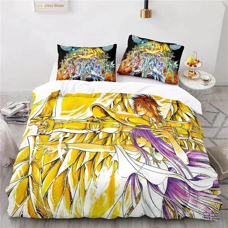 Anime Saint Seiya LOST CANVAS Bedding Set Duvet Cover Bed Set Quilt Cover Pillowcase Comforter king Queen Size Boys Adult