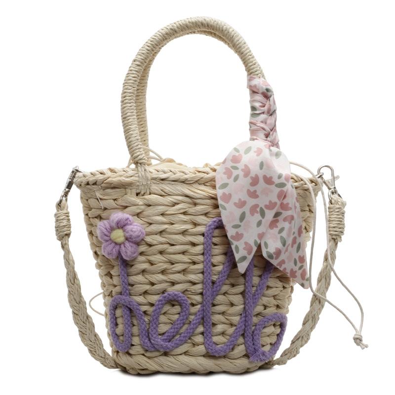 Woven Bag New Sweet Beautiful Women Bag Versatile Travel Holiday Wind Beach Bag Handmade Straw Bag