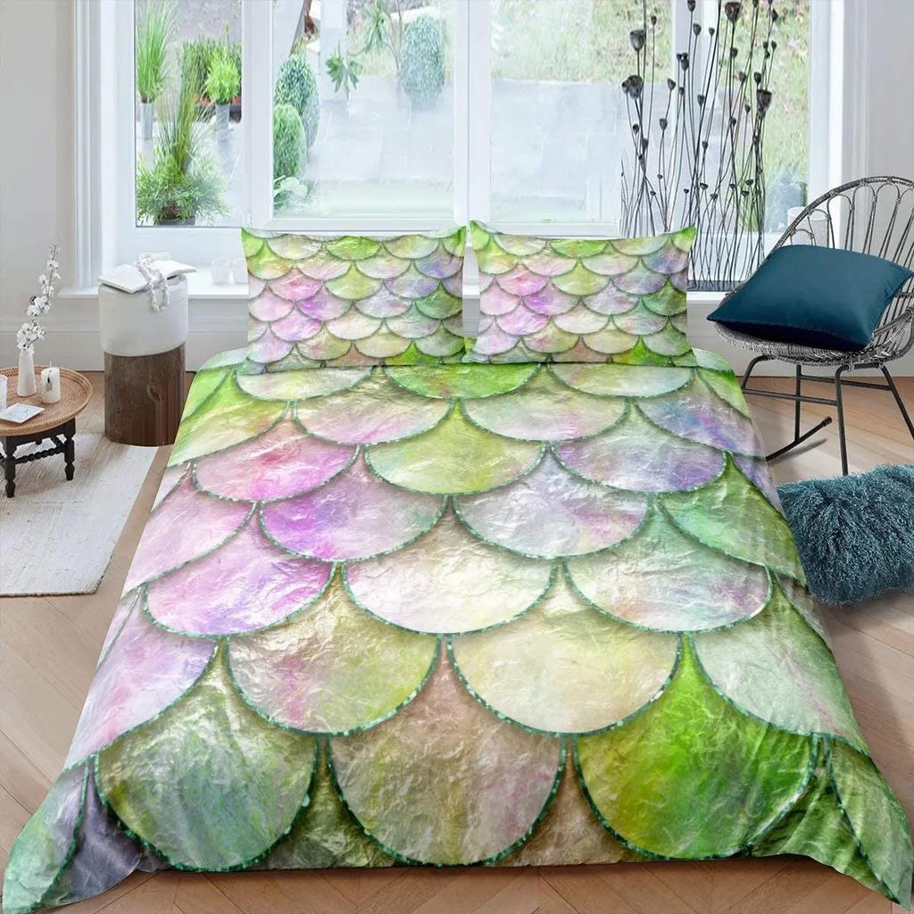 Comforter Fish Scales King Queen Full Twin Size Polyester Comforter For Kids Girls Women Bedding Set With