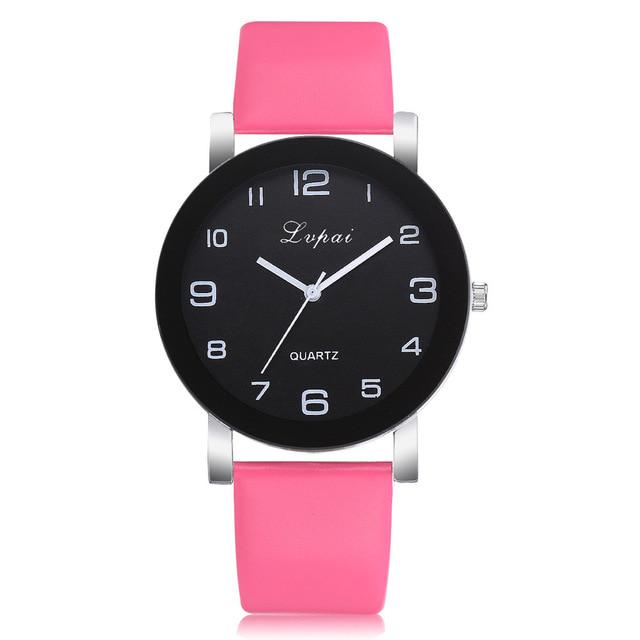 Lvpai Women's Casual Quartz Leather Band Watch Analog Valentine Gift Crystal Stainless Steel