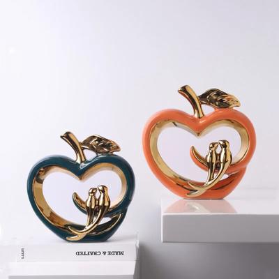Ceramic Hollow Crafts Apple Golden Bird Simulation Animal Ceramic Handicraft Furnishings Home Decoration Accessories Figurines