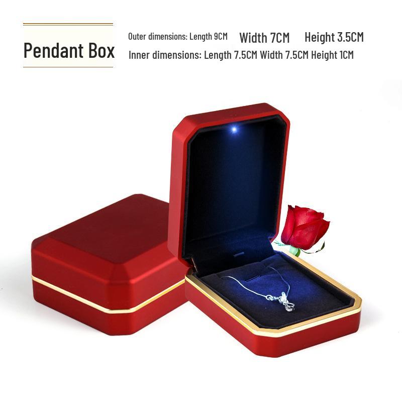 LED Light Lacquer Jewelry Box for Pendants, Bracelets, Rings, Charms, Bangles, Diamonds, Necklaces, and Couple Rings.