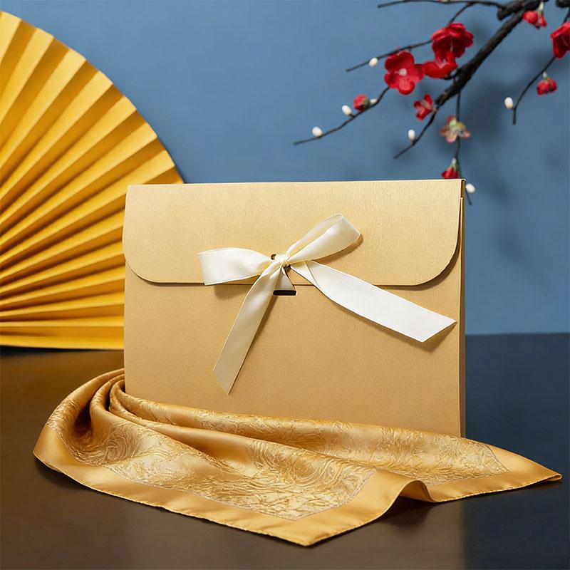 1Pc Silk Scarf Packaging Gift Wrapping Gift Box Practical Packaging Box Minimalist Envelope-style Pearlescent Paper Ribbon