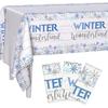 3Pcs Winter Wonderland Baby Shower Decorations Disposable Plastic Tablecloths Snowflake for Baby It's Cold Outside Baby Shower Table Cover 54 X 108