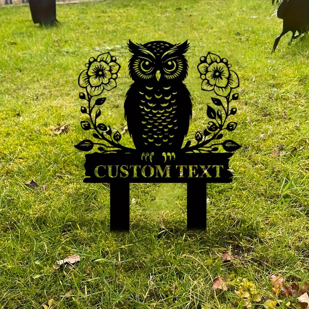 Metal Owl Garden Stake Custom Yard Sign Durable Outdoor Decor Personalized Halloween Ornament Gift