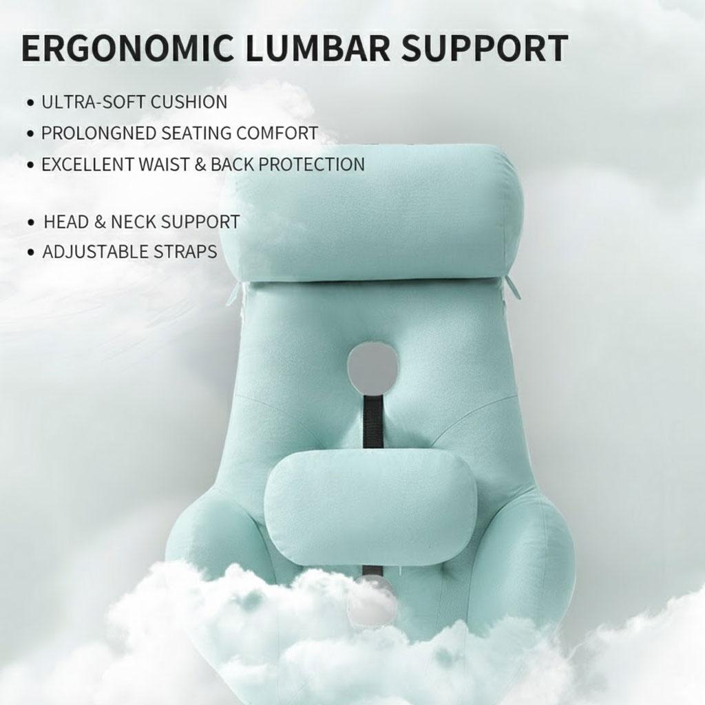 Ergonomic Memory Foam Lumbar and Neck Support Pillow Set | All-in-One Back Cushion for Office Chair & Desk Chair