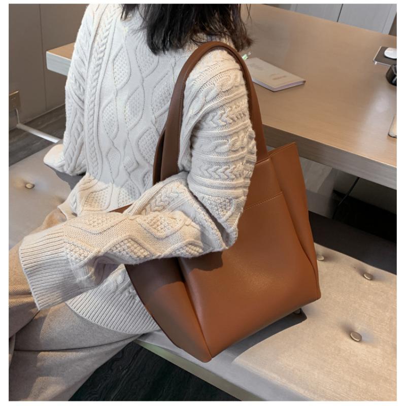 Luxuriöse Tragetaschen mit großem Fassungsvermögen, hochwertige Pendler-Umhängetaschen, schlichte PU-Leder-Damenhandtaschen, Henkeltaschen, Bucket Bags