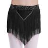 Girls Latin Dance Costume Mock Neck Sleeveless Fringe Vest Sparkly Rhinestones Tassel Skirt Performance Outfit