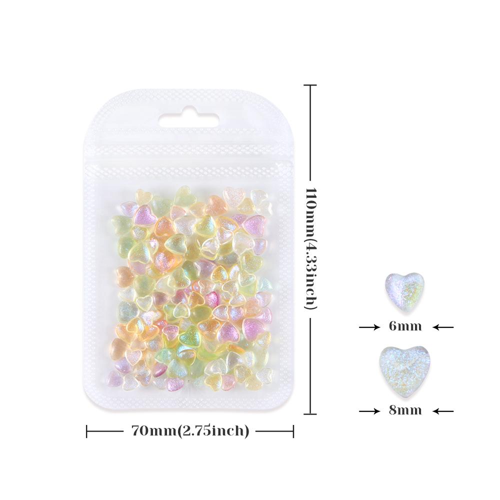 100pcs 3D Transparent Colorful Love Heart Charm Nail Art Rhinestone Decoration DIY Manicure Accessories Nail Stylist Supplies