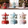 Christmas Wooden Carousel Music Box Turn Horse Shaped Hand Painted Ornament Rotating for Anniversary Present Durable