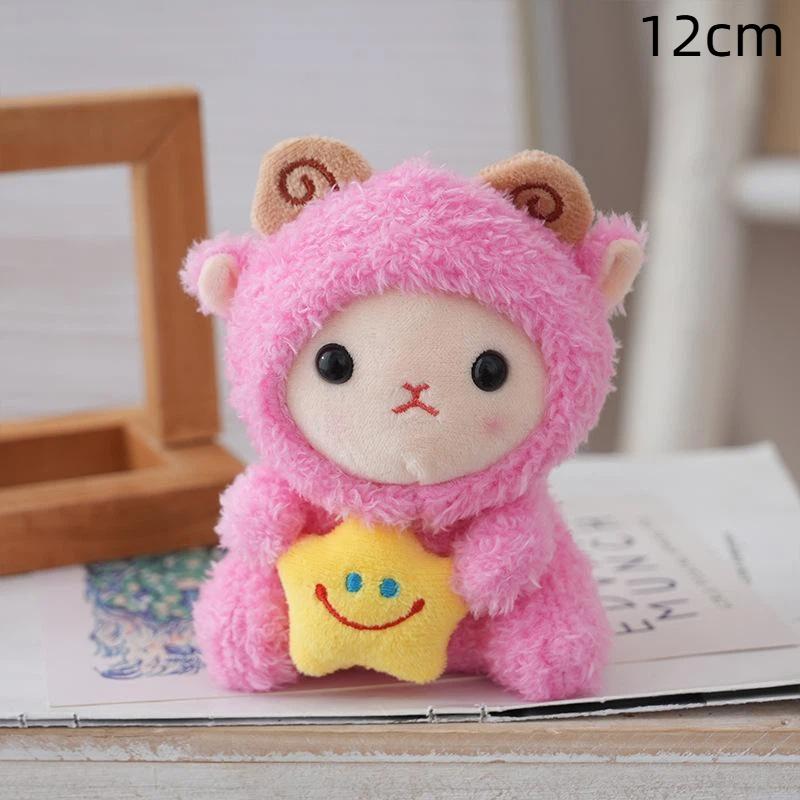 Cute Plush Bib Sheep Keychain Cartoon Animal Stuffed Charm for Backpack Decoration Girls Easter Gift