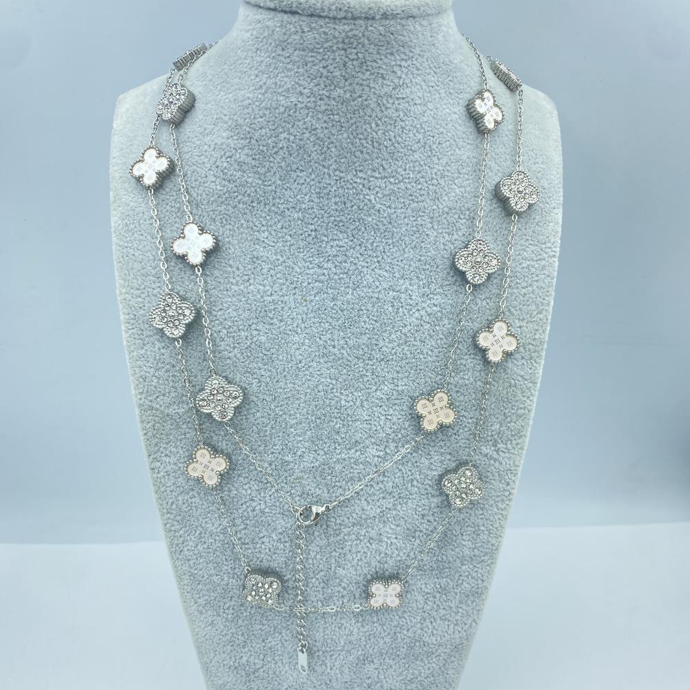 

Женское ожерелье из титановой стали 13 мм 90+5 см 20 цветов, узор звезды, ракушка, счастливый четырехлистный клевер