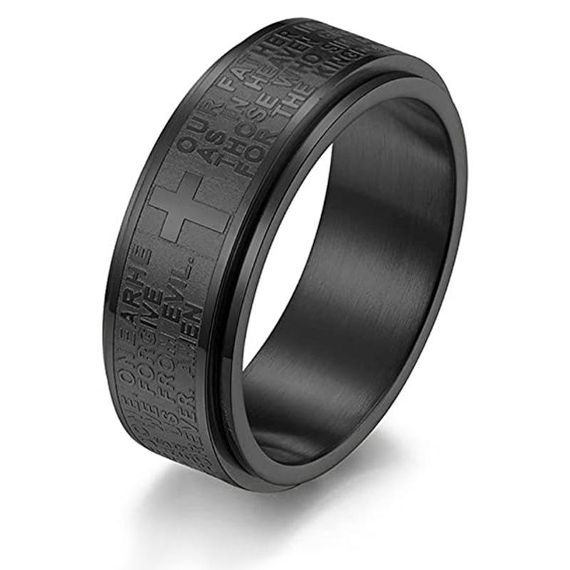 Laisvai sukite nerūdijančio plieno nerimo žiedai vyrams moterims krikščionių Jėzaus kryžiaus suktuko žiedas Retro amuletas Religinis papuošalas Dovana