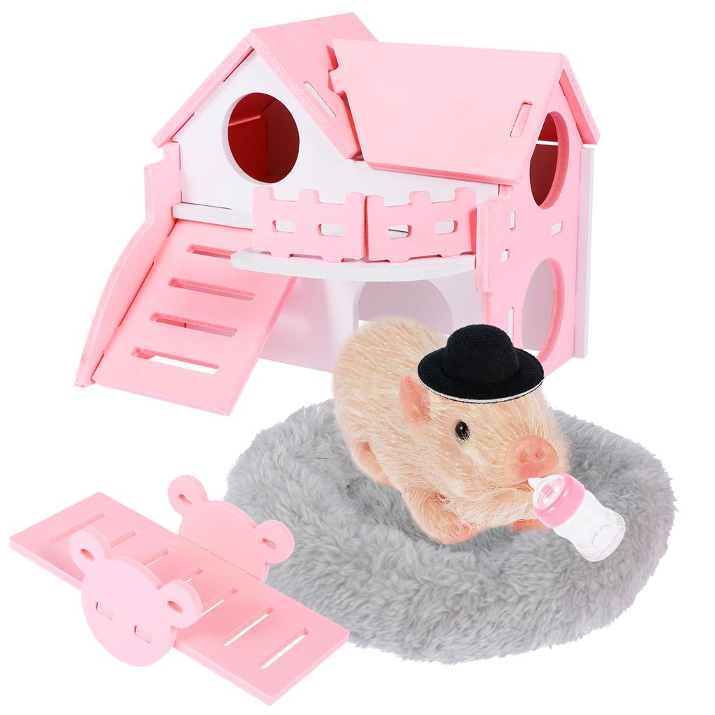 Mini Reborn Doll Full Silicone Pig Doll Toy Lifelike Reborn Newborn Pig Doll Decompression Toy Christmas Gift with Accessories