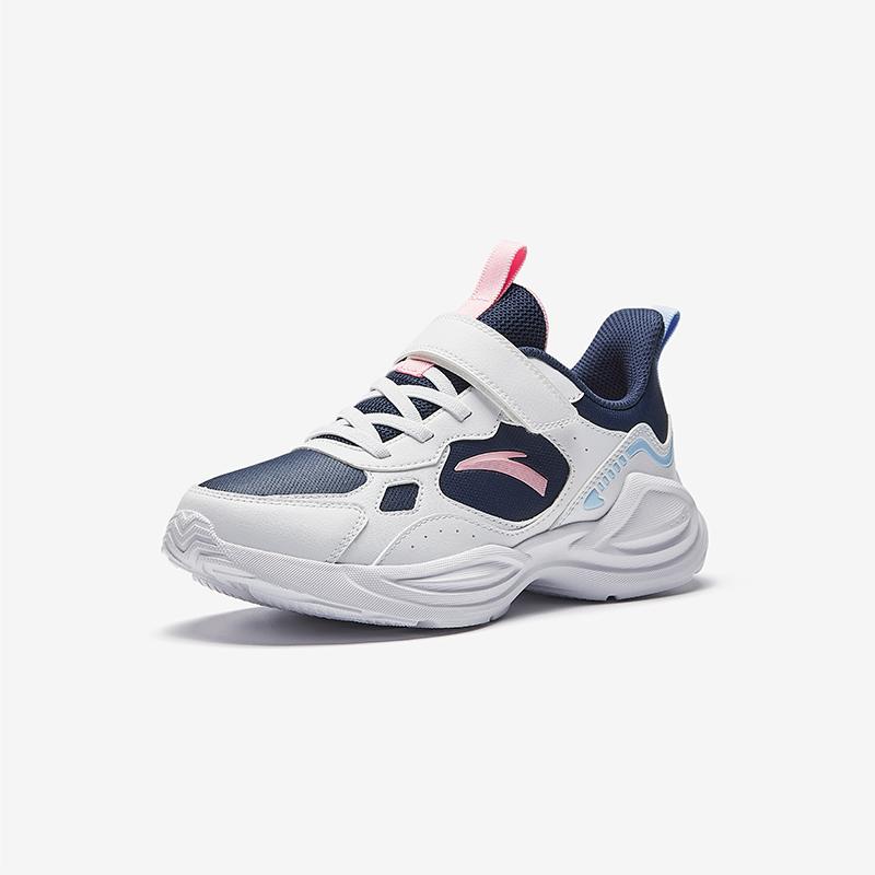 Anta Kids Synthetic Leather Fabric Trendy Versatile Lightweight Shock Absorbing Low Top Running Shoes Men Running Shoes Blue White A22445577N-2