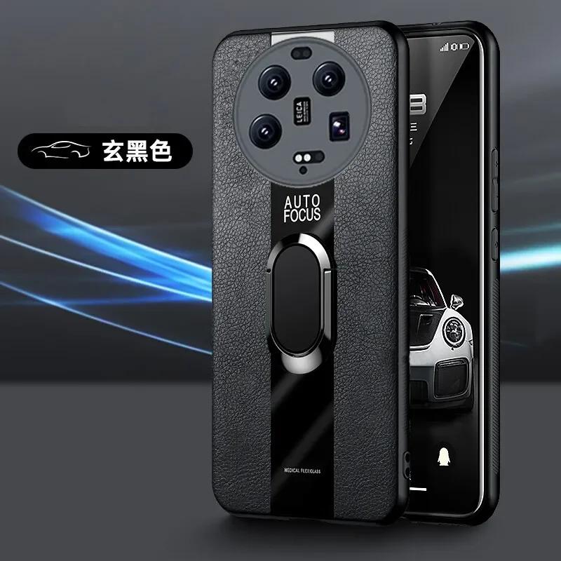 

Роскошный чехол из плексигласовой кожи для телефона Xiaomi Mi 15 Ultra 15 Pro с магнитным кольцом-держателем, противоударный чехол для MI 15Ultra 15 Pro For Xiaomi 15 Ultra чёрный
