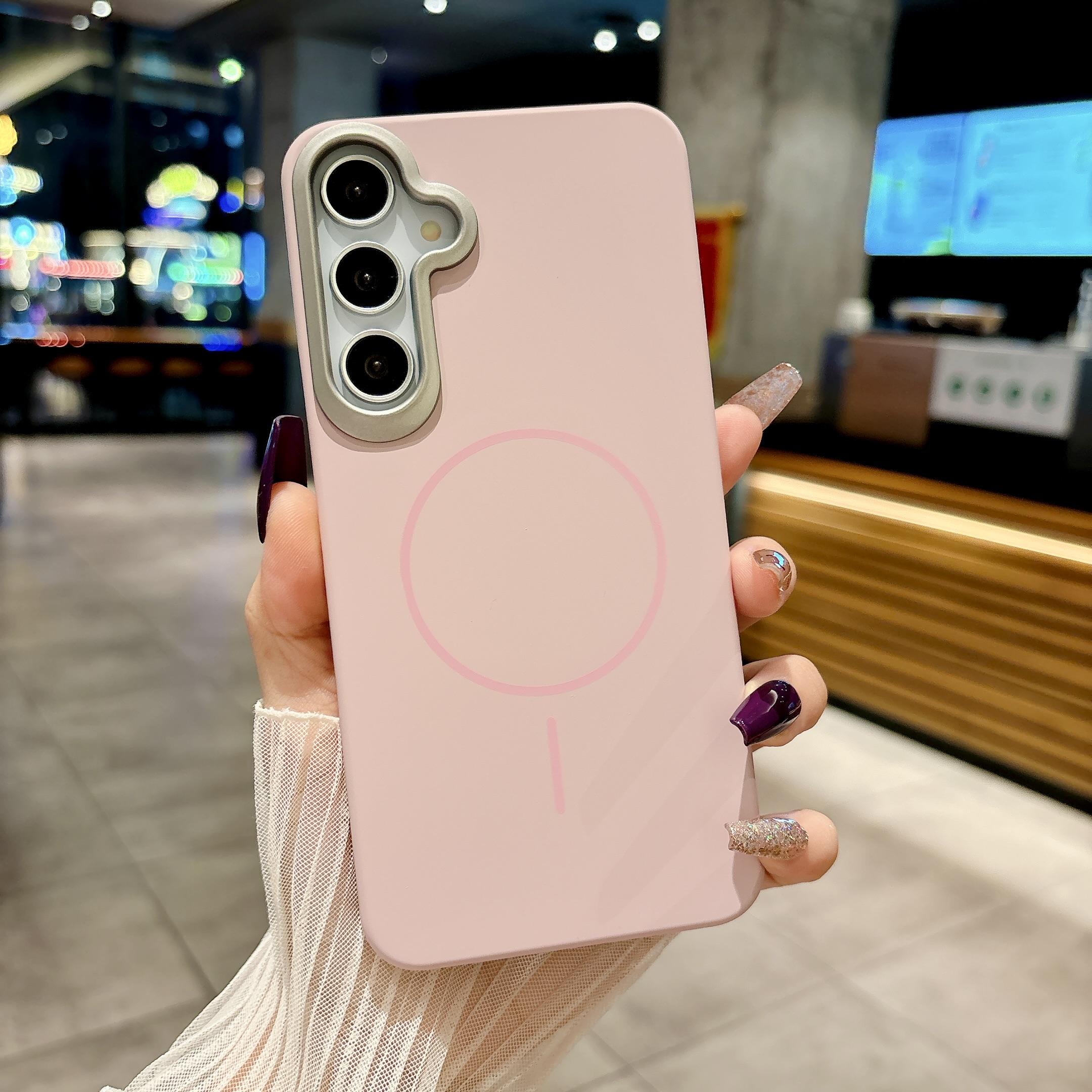 

Магнитный Люксовый Матовый ПК Чехол для Телефона Для Samsung Galaxy A05s A15 A25 A35 A55 A52s A32 A05 Конфетное Покрытие для Беспроводной Зарядки Magsafe Galaxy A25 розовый
