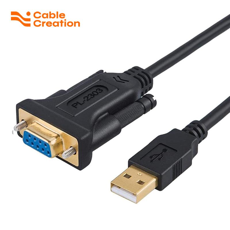 CableCreation USB to RS232 Adapter with PL2303 Chipset, 6.6ft USB 2.0 Male to RS232 Female DB9 Serial Converter Cable 2m