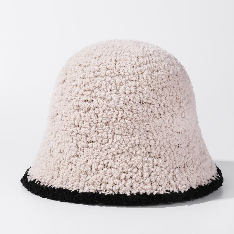 Black Bucket Hat Female Ins Internet Celebrity Knitted Basin Hat Autumn and Winter Season Versatile Face Small Face Cover Fisherman Hat
